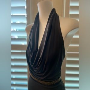 Grey dress with metal belt